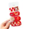 Horquilla de Peluche Roja de Año Nuevo 2025 para Niños Pinza Lateral para Flequillo de Niñas Pinza BB para el Cabello Horquilla para el Cabello