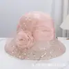 Chapéu de Rede com Lantejoulas e Organza Estilo Retrô Novo para Primavera e Verão para Mulheres, Chapéu de Sol Fashion e Versátil com Proteção Solar, Leve e Respirável