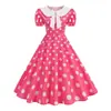 Foto ao Vivo 2026 Amazon Venda Quente Transfronteiriça Vestido Bolinhas Gola Grande Estilo Francês Retrô Hepburn Hong Kong