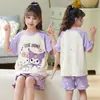 Pijama para Niñas 2026 Nuevo Estilo Verano Algodón Imitación Fino Manga Corta Shorts Ropa de Casa para Niños Estilo Verano