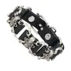 Pulsera de Cuero con Calavera Retro Europea y Americana para Hombre Pulsera de Aleación Punk Rock Personalidad Pulsera de PU de Moda Joyería