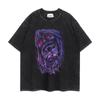 Camiseta vintage desgastada lavada eu atualizo jaqueta de manga curta solta com lixamento anime sozinha