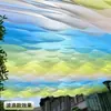 Tendência Colorida Cortinas de Teto Dançantes ao Vento para Hotéis, Restaurantes, Pousadas, Pontos Turísticos, Corredores, Celebrações de Casamento, Cortinas de Tecido para Decoração de Proteção Solar