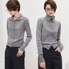 Marca D alta inteligência pinho 'chi outono e inverno novo estilo coreano retrô gola alta lapela de lã abotoado suéter cardigã top feminino