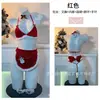Lencería Sexy Sexy Bikini Navideño de Tres Puntos Uniforme Lindo Muñeco de Nieve Delantal con Cordones Pijama de Año Nuevo