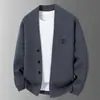 Jaqueta cardigã de malha masculina solta de alta qualidade para comércio exterior transfronteiriço, suéter casual versátil de outono estilo pai