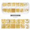 Nova Joia de Rebite para Nail Art Caixa Longa Mista Japonês Unha Ouro Rosa Metal Estrela Lua Patch Oco para Unha