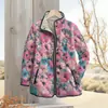 2025 Estación Independiente Temu Moda Femenina Chaqueta de Algodón Plisada Estampado Floral Digital Botón 6 Chaquetas de Algodón para Mujer