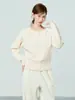 Suéter Rosa de Cuello Redondo con Ceñidor en la Cintura para Mujer, Nuevo Estilo de Invierno, Estilo Holgado y Relajado, Capa Interior Engrosada, Top de Punto Estilo Coreano