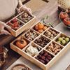 Prato de frutas secas Jiugongge sobremesa chinesa lanche da tarde caixa de armazenamento de nozes bandeja com compartimentos de madeira prato de vegetais