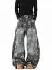 Calça Cargo Camuflada Gradiente Estampada Completa Estilo Americano Lavado para Homens e Mulheres, Larga Casual Versátil de Perna Larga Longa