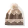 Venta al por mayor de fábrica Cachemira Transfronterizo Otoño/Invierno Estilo Nuevo Jacquard Bloque de Color Engrosado Cálido Protección para los Oídos Gorro con Pompón Gorro Envolvente para la Cabeza