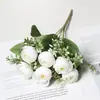 6 Cabezas de Brotes de Té de Primavera, Ramilletes Artificiales de Capullos de Rosa Pequeños, Arreglos Florales de Seda para Arcos, Decoración de Hotel para Bodas, Flores para Fotografía