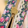 Estilo Bosque Elegante Estuche para Lápices Bolsa Coreana de Papelería Lienzo Vintage Floral Lunares Estuche para Lápices Bolsa para Lápices de Comercio Exterior