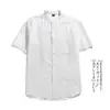 Camisa casual suelta de algodón y lino para hombre y mujer, de manga corta, con cuello mao pequeño 482485