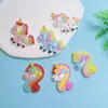 Acessórios de unicórnio arco-íris com glitter de resina, materiais DIY para capa de celular, acessórios de cabelo, slime, argila de cristal, acessórios DIY