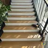 Nuevos peldaños de escalera retro estilo chino, engrosados de 20 mm con veta de madera, baldosas para escalones de apartamento, antideslizantes, piso para escaleras con acabado mate