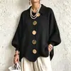 Camisa Feminina de Lazer para o Trabalho, Estilo Europeu 2026, Tricô de Veludo Cotelê, Gola Lapela, Manga Regular, Corte Solto, Cor Sólida, Temperamento