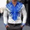 Camisa Retro de Manga Larga para Hombre Estilo Occidental Europeo y Americano Transfronteriza Moda Impresión 3D Casual de Botones Solos