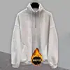Colección nueva Otoño/Invierno 2026: sudadera con cuello alto, media cremallera, manga larga, forro polar, estilo holgado y relajado, prenda exterior de algodón gris