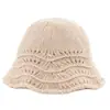 Nuevo sombrero de pescador de punto con mezcla de lana calado de encaje para mujer, sombrero de cubo versátil adelgazante para el rostro en invierno, sombrero para clima frío, sombrero de lana estilo coreano