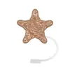 Tapa de pajilla acrílica transfronteriza tapa antipolvo imitación metal funda de pajilla de goma blanda café de estrella caricatura cubierta antipolvo de silicona en stock