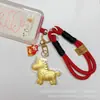 2026 Ano do Cavalo Folha de Ouro Imitação Chaveiro da Riqueza Instantânea Desenho Animado Zodíaco Pônei Acessório Ornamento Presente de Ano Novo Item Quente