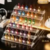 Prateleira de armazenamento em escada multicamadas transparente para bar, garrafas pequenas de licor, prateleira de armazenamento e exposição de vinhos finos, caixa cega e prateleira de exposição de figuras