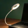 Lámpara USB con forma de anillo controlada por voz con ajuste de brillo de tres niveles, lámpara de escritorio con cuello de cisne flexible, luz nocturna de mesita de noche para dormitorio