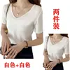 Estilo Delgado Europeo y Americano Comercio Exterior Transfronterizo Verano 2026 Camiseta Versátil de Cuello en V Moda Casual Holgada de Manga Corta Al por Mayor en Stock