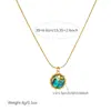 Collar con Colgante de Concha Redonda Estilo Retro Europeo y Americano Chapado en Oro Encaje Diseño Geométrico Elegante Versátil Cadena para Clavícula para Mujeres