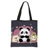 Bolsa de Tutoria para Aluno do Ensino Fundamental Panda Grande Capacidade Poliéster Estampada Bolsa Tote Portátil Bolsa de Aula Bolsa de Ombro Simples e Versátil