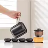 Juego de Té Cerámico para Viaje Pequeño Portátil Taza Rápida Tetera para Acampar al Aire Libre Viajes Una Tetera Dos Tazas