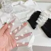 Calcetines de Encaje Fibra de Vidrio Patrón de Corazones Blanco y Negro para Mujer, Calcetines de Media Pantorrilla, Estilo Rayado de Moda, Estilo Puro Deseo, En Stock del Fabricante