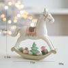 Resina Papá Noel Caballo Mecedor Casa Adornos de Escritorio Adornos de Ambiente Festivo para el Hogar Regalos de Navidad
