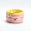 Cuenco de Cerámica para Gato, Cuenco para Comida de Perro, Cuenco Antideslizante con Borde Inclinado, Previene el Acné Felino, Antiderrames, Lindo Cuenco para Gato, Protege la Columna Cervical, Uso en Mesa