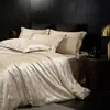 Juego de Cuatro Piezas de Jacquard Satinado de Estilo Europeo de Alta Gama con una Sensación de Lujo Ligero y Alta Calidad, Juego de Ropa de Cama de Sábana y Funda Nórdica de Estilo Princesa para Verano 4