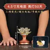 Lâmpada de Lótus de Vidro Real Estilo Antigo Puramente Feita à Mão, Mini Decoração Recarregável para Casa, Pequena Lâmpada de Oferenda Buda para Altar, Grátis