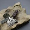 Llavero Creativo para Hombre Aleación Leopardo Vintage Tejido Cuero de Vaca Llavero Bronce