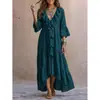 Vestido Casual Vintage de Manga de Campana de Tres Cuartos con Cuello en V y Volantes, Nuevo para Otoño 2026, Transfronterizo Europeo y Americano, Amazon