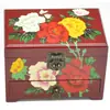 Caja de joyería de laca de Pingyao, caja de regalo de boda retro de madera, caja de maquillaje de novia, artesanía roja del patrimonio cultural inmaterial chino.