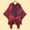 Bufanda Chal Artístico de Nicho para Mujer Estilo Bosque Engrosado Cálido Cachemira Sintética Chal Doble Cara Dividido Accesorio de Moda