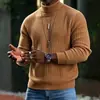 Suéter de malha canelada masculino novo para outono e inverno, comércio exterior por atacado, tamanho grande, gola alta, suéter pullover casual moderno para homens