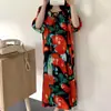Camisola Longa de Algodão e Seda para Mulheres no Verão, Roupas de Casa Largas e Grandes, Saia Respirável, Saia de Praia, Saia de Algodão Artificial Estilo Nacional, Estilo Fino