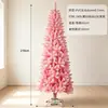 Árvore de Natal pontuda rosa de PVC iluminada transfronteiriça em estoque, árvore lápis de simulação artificial para uso externo e de hotel, atacado direto da fábrica