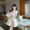 Vestido Francés de un Hombro de Gama Alta Dulce Temperamento Talla Pequeña Vestido de Regalo de Cumpleaños Ceremonia para Adultos Vestido de Princesa Ceñido a la Cintura