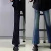 Pantalones Rectos Azul Oscuro Micro La Jeans para Mujer Primavera y Otoño Nuevos Talla Grande Figura de Pera Rechoncha Cintura Alta Elásticos Adelgazantes