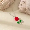 Colar de Flor Rosa Vermelha Elegante de Alta Moda Versátil Romântico em Forma de Coração Veludo Vermelho Flor Corrente para Clavícula Corrente de Pescoço