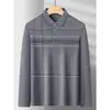Camiseta de manga larga para hombres de mediana edad, camisa de bolsillo holgada para papá, camisa base fina de cuello camisero para mediana edad y ancianos, polo para ancianos