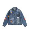 Nueva Chaqueta Superior de Mezclilla Lavada de Primavera Unisex Juvenil Estudiante Moderna Mariposa Logo de Coche Holgada